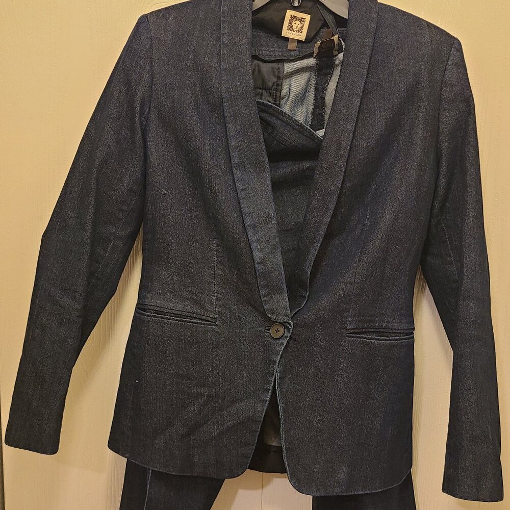 Women’s Anne Klein dark Blue 2-piece Denim pants suit